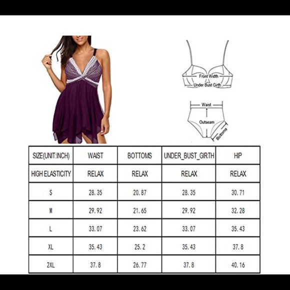 🎉 Two Piece Mesh Print Tummy Control Swimdress Tankini Swimsuit 🎉 - Picture 4 of 5